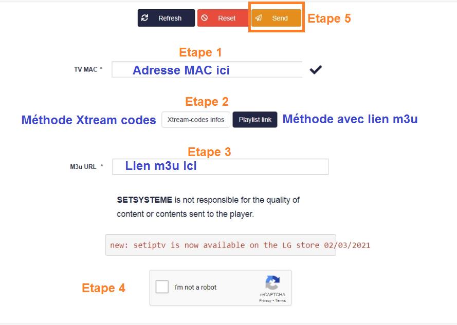 étapes configuration SET IPTV